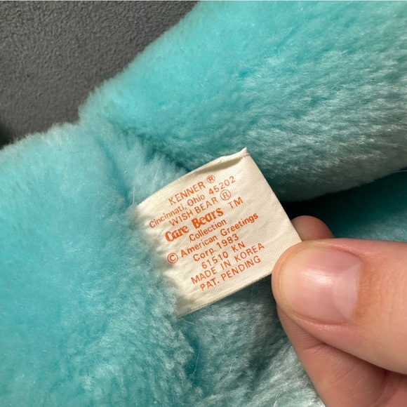 VINTAGE 1983 Kenner Care Bears TEAL Shooting Star WISH BEAR Plush Toy 13” - Picture 6 of 8